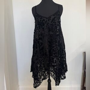 POL Black Burnout Velvet Sheer Dress